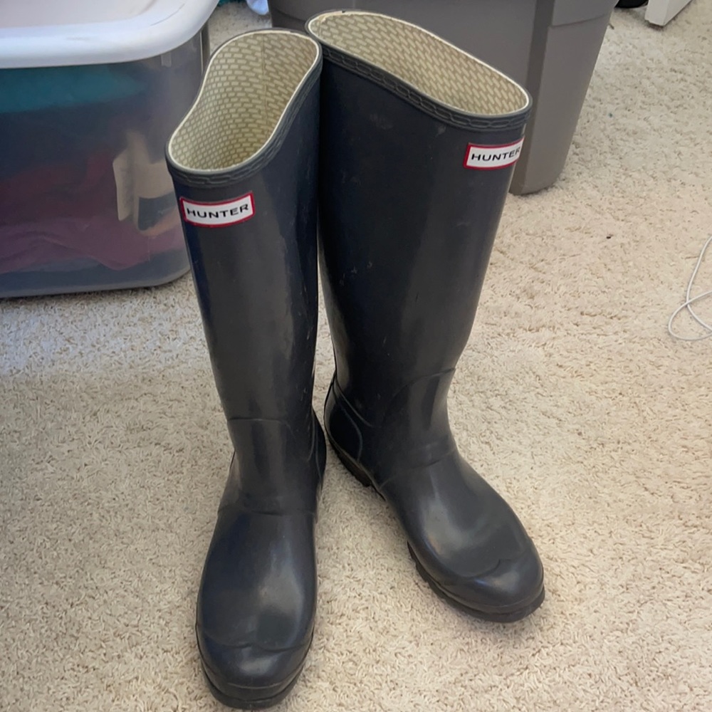 Hunter grey / dark blue rain boots